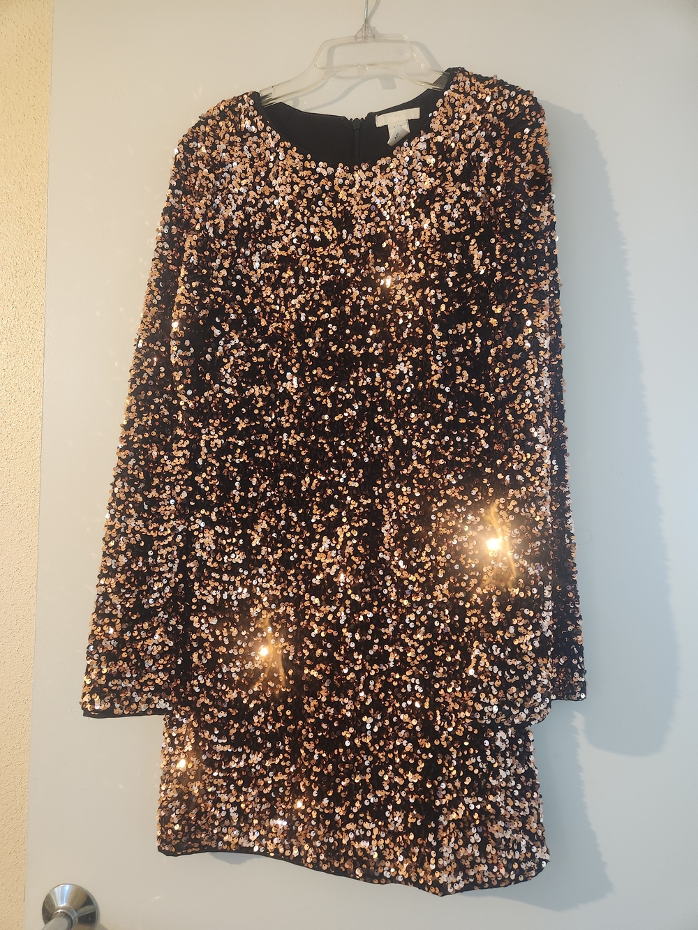 H&M Black Sequin Midi Dress with Rose Gold Accents
